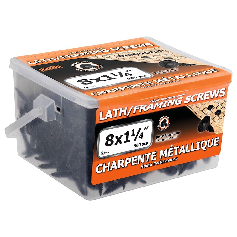 Vis à tête cruciforme à tête gaufrée #8 x 1-1/4 pouce à entraînement cruciforme haute performance pour lattes/cadres, vis à phosphate - 500 pièces