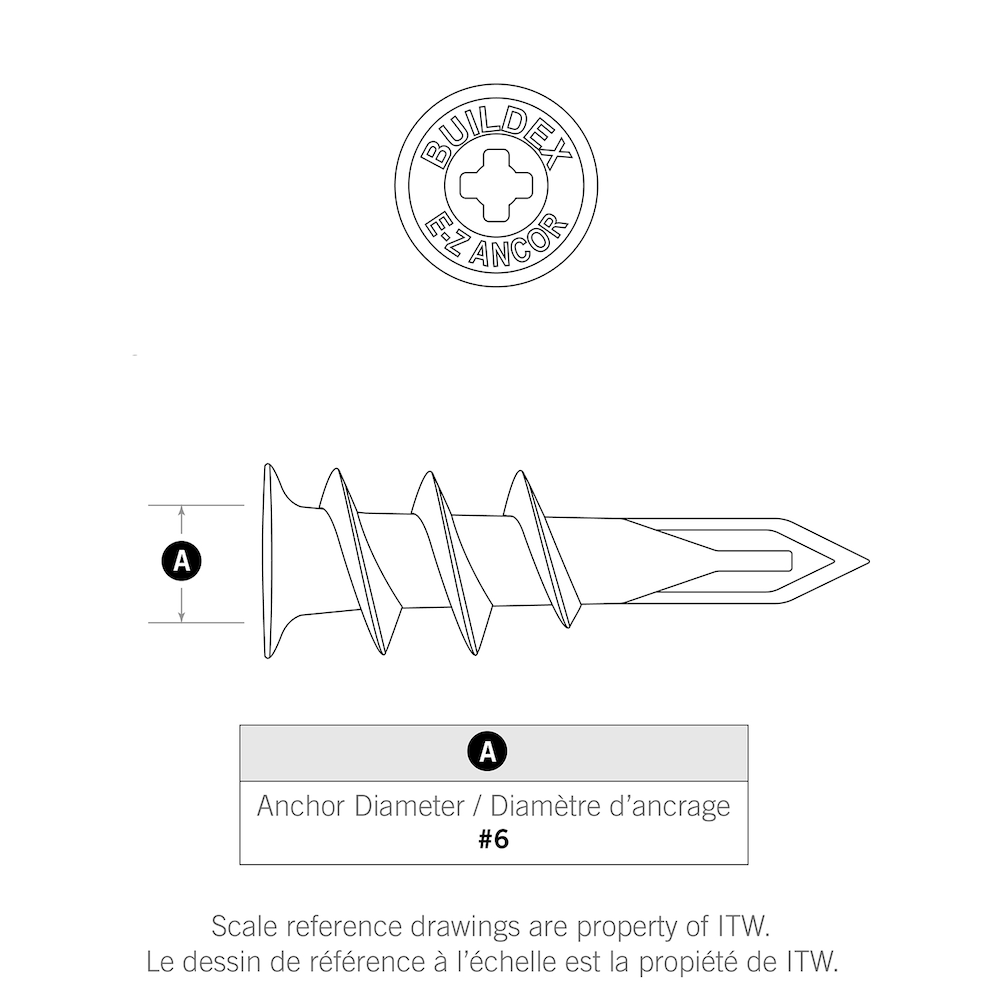 Mini Twist N Lock #6 Ancrage auto-perceur pour cloison sèche en nylon avec vis, usage léger, 10 pièces