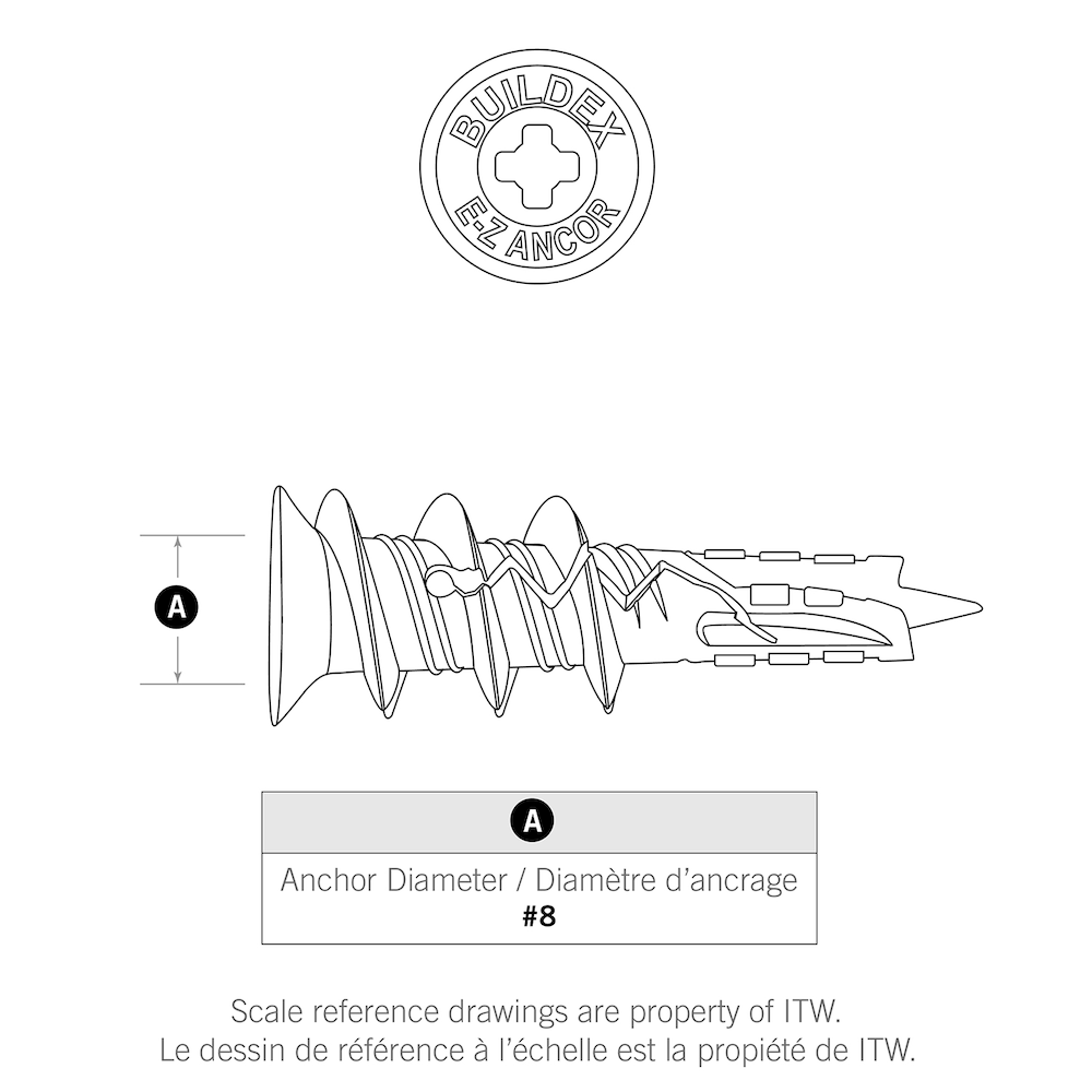 Twist N Lock #8 Ancrages auto-perceurs en nylon pour cloisons sèches avec vis, robustes, 100 pièces