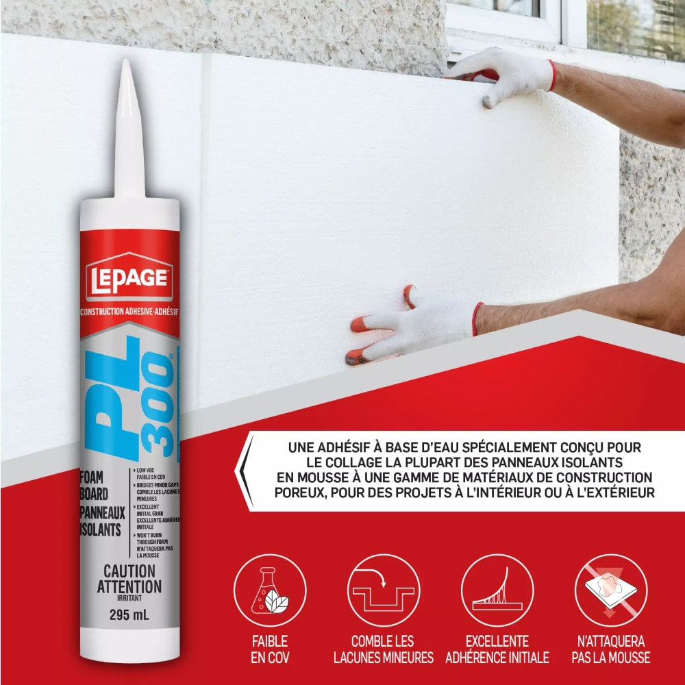 PL 300 Latex Foamboard Construction Adhesive, 295 mL