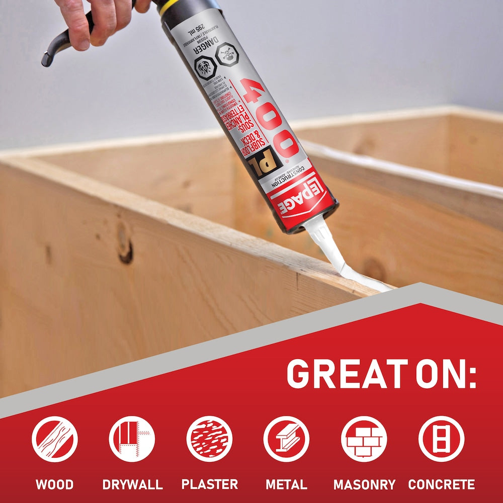 PL 400 Subfloor and Deck Adhesive, Interior/Exterior, 295 ml