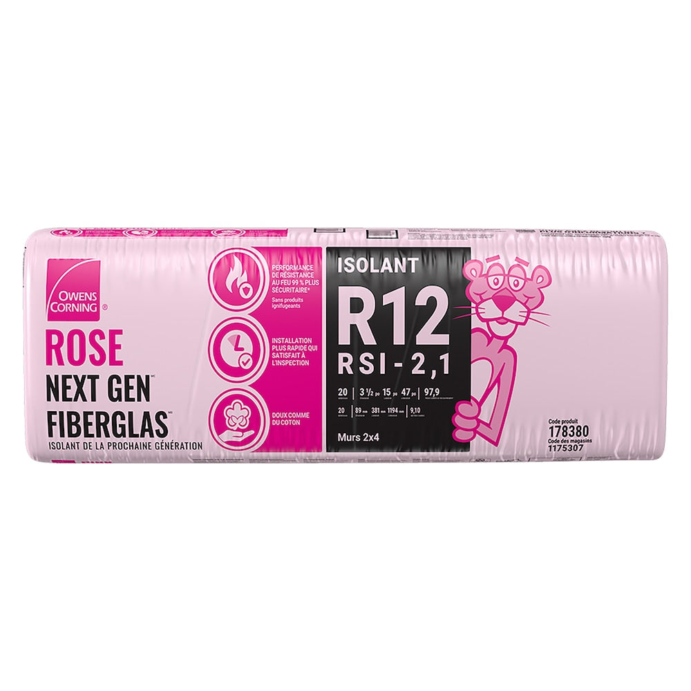 R-12 PINK NEXT GEN FIBERGLAS Insulation 15-inch x 47-inch x 3.5-inch (97.9 sq.ft.)