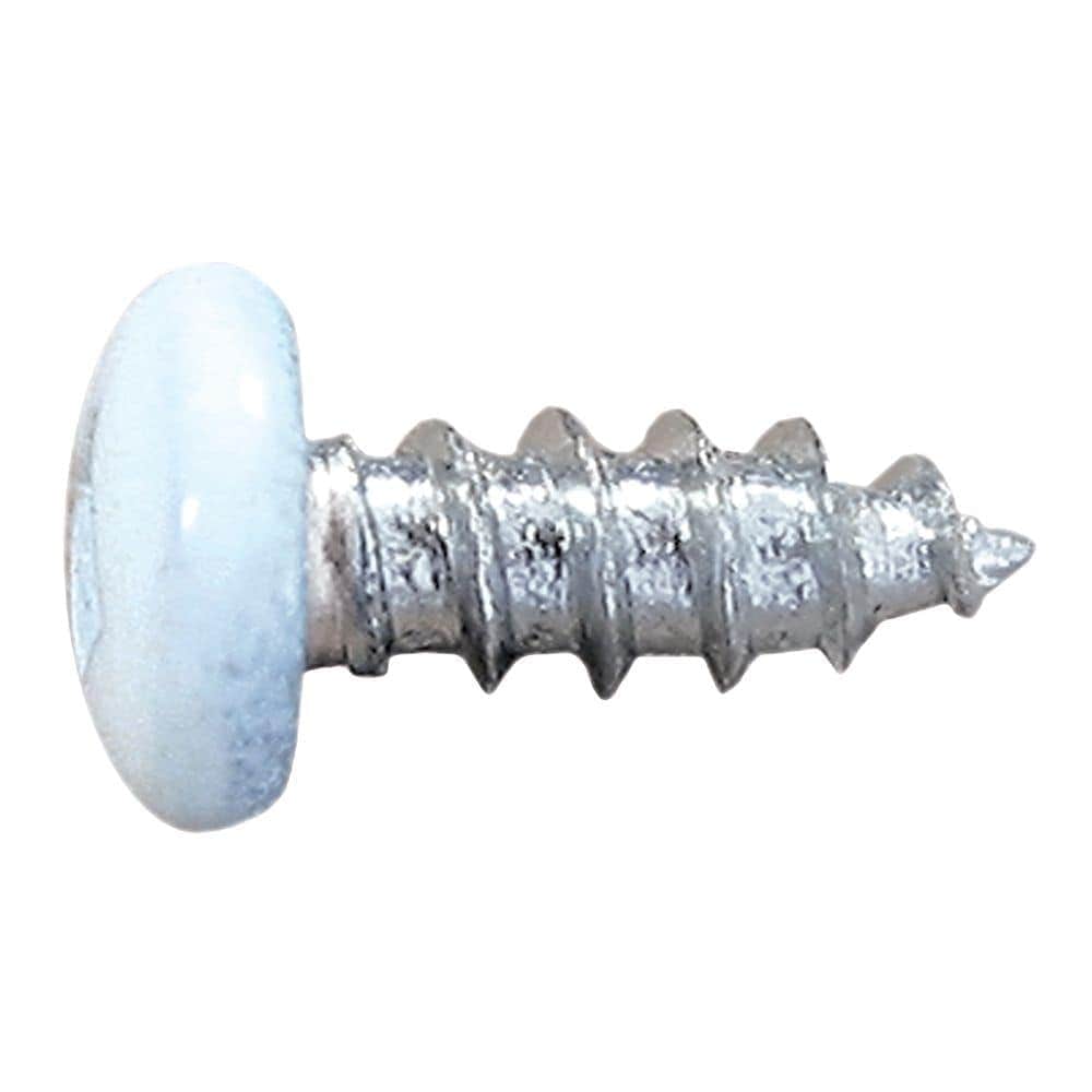 #6 x 3/8-inch Square Drive Pan Head Soffit Screws, White, 100pcs