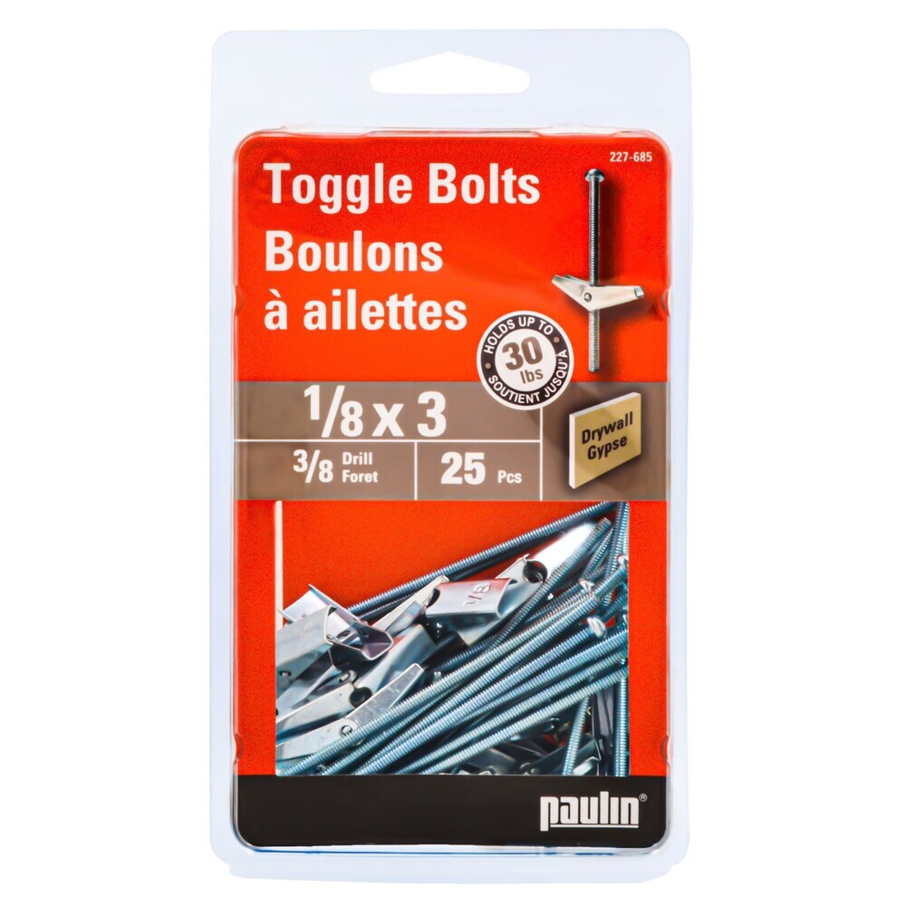 Boulons à bascule 1/8 x 3 pouces - Paquet de 25