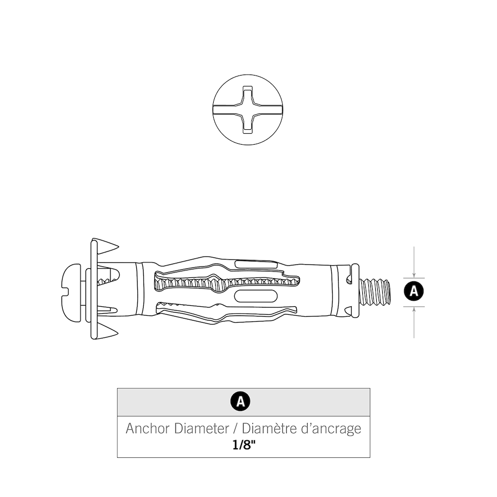 Ancrages pour murs creux en S de 1/8 po - 20 pièces