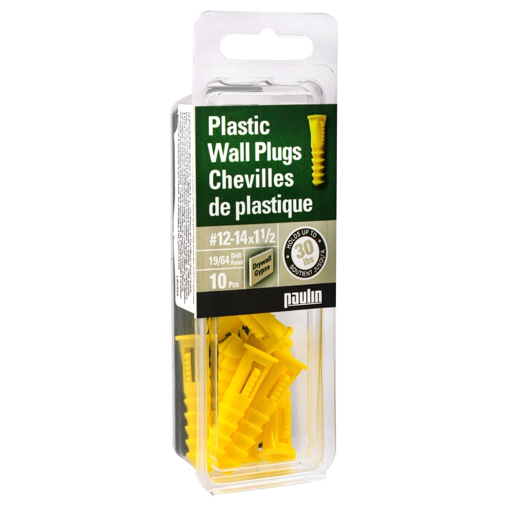 Ancrages en plastique jaune 12-14x1-1/2 pouces -10 pièces
