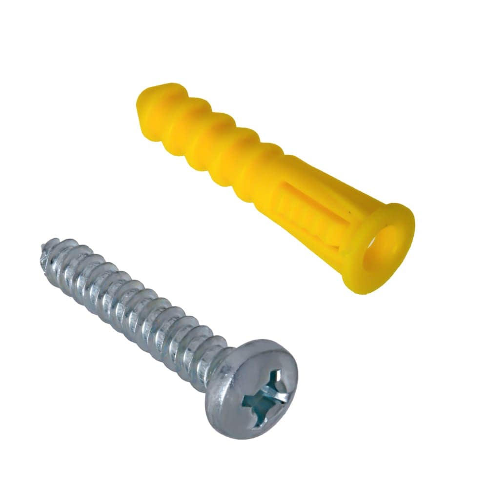 Ancrages en plastique jaune 8-12x1-1/4 pouces avec vis - 10 pièces