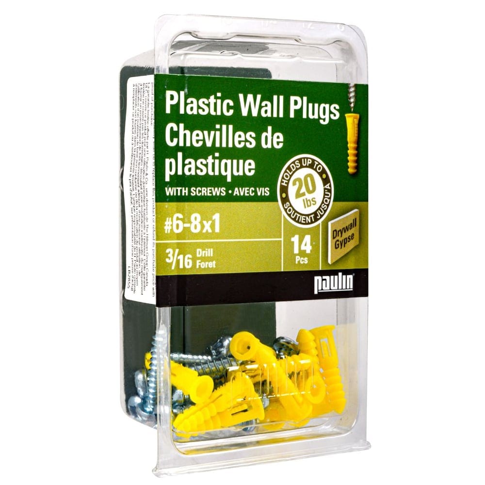 Ancrages en plastique jaune 6-8x1 pouces avec vis - 14 pièces