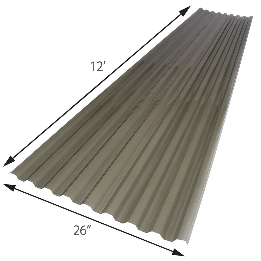26 in. x 12 ft. Corrugated Polycarbonate Roof Panel in Solar Gray