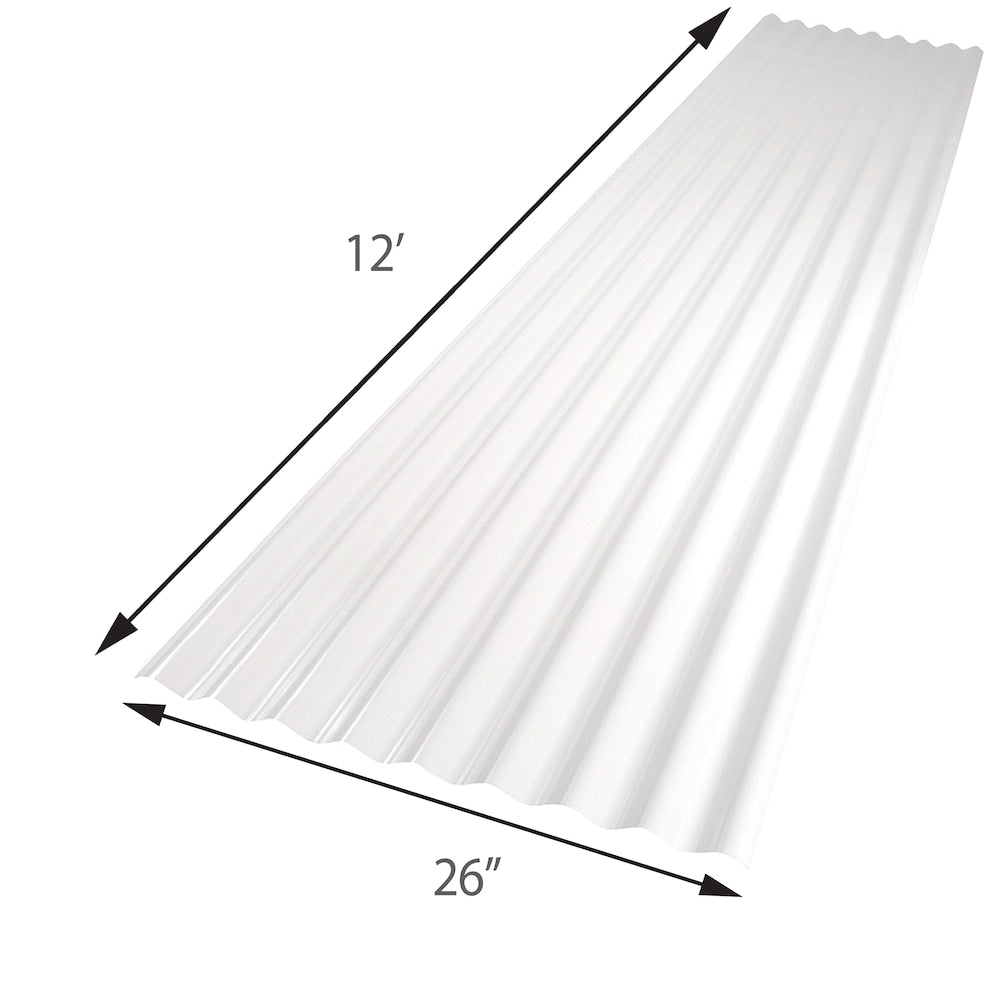 26 in. x 12 ft. Corrugated PVC Roof Panel in White
