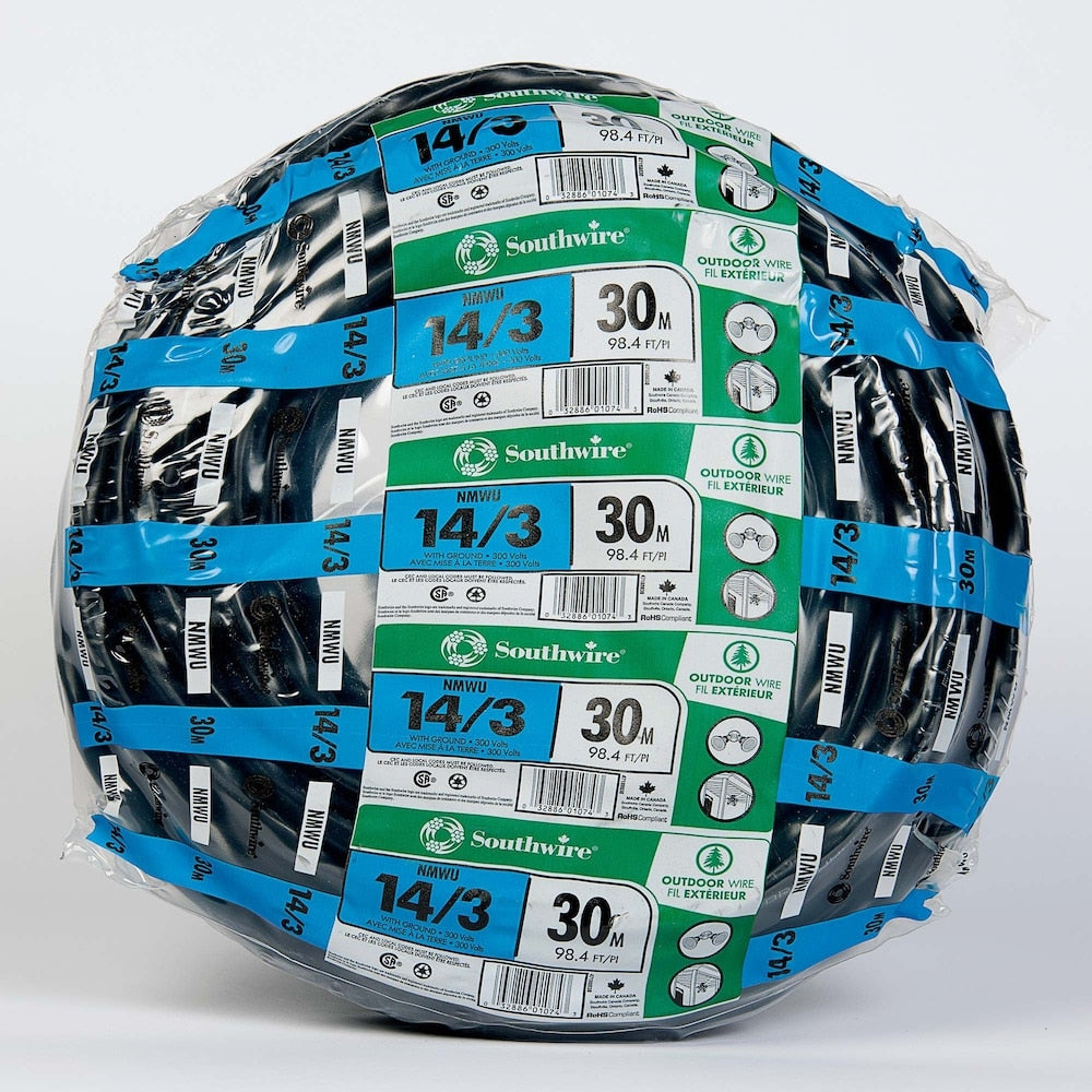 14/3 NMWU 30M Underground Copper Wire - Black