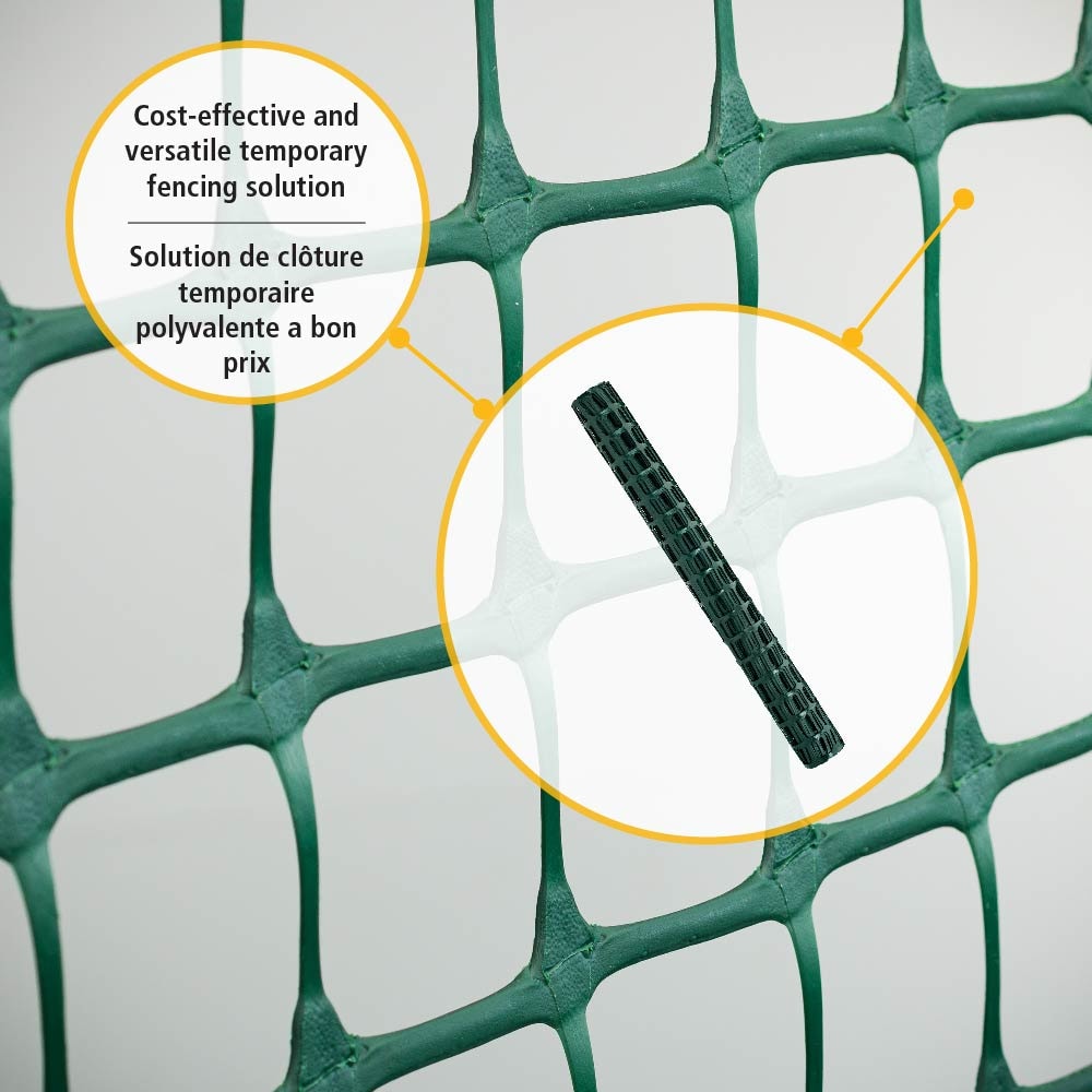 25 ft. L x 36-inch H Green Plastic Fencing with 2-inch x 2-inch Mesh