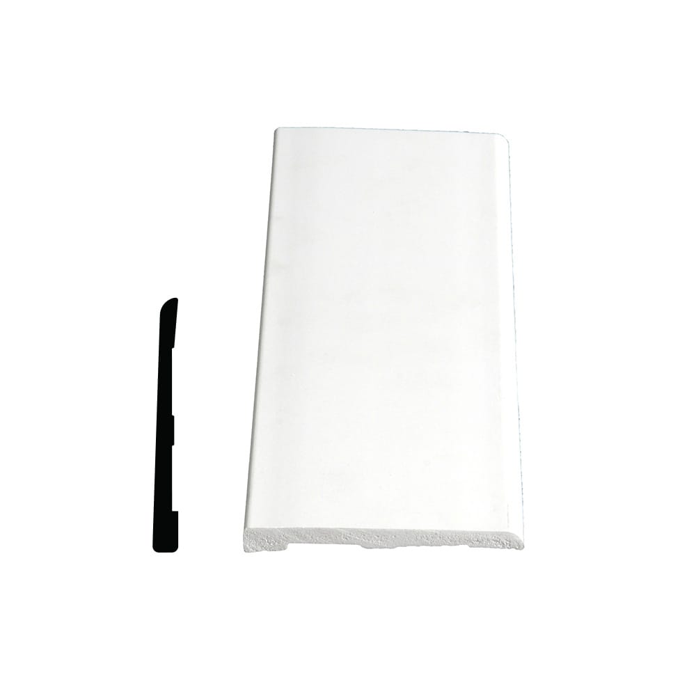 Moulure de plinthe unie contemporaine en PVC peinte et apprêtée de 5/16 po x 3 1/8 po x 8 pi