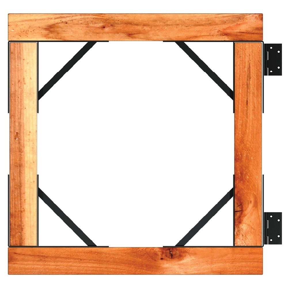 Heavy-Duty Steel Fence Gate Bracket Kit in Matte Black (Fits Gates 26-Inch to 60-Inch W, 72-Inch H)