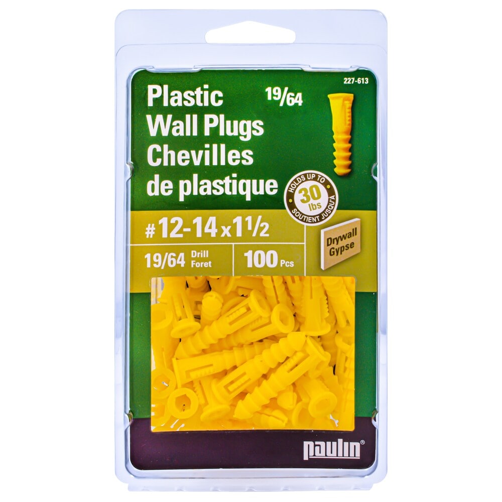 #12-#14 x 1-1/2-in Yellow Plastic Anchors, 100pcs