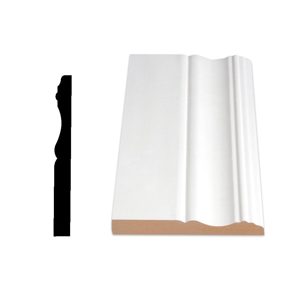 1/2-inch x 4 1/8-inch x (14ft max)  Colonial MDF Primed  Baseboard Moulding
