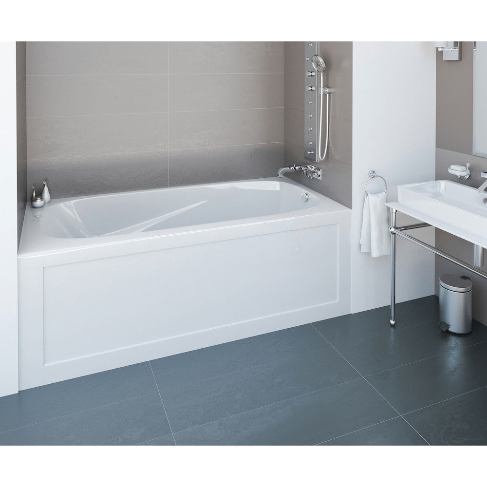 Baignoire rectangulaire en alcôve en acrylique Sydney de 5 pieds, non balnéo, avec drain à droite, en blanc