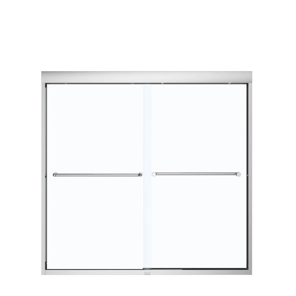 Tonik SC 55 to 59 in. W x 57 in. H Semi-Frameless ByPass Sliding Bathtub Door in Chrome with Clear Tempered Glass, Soft Close