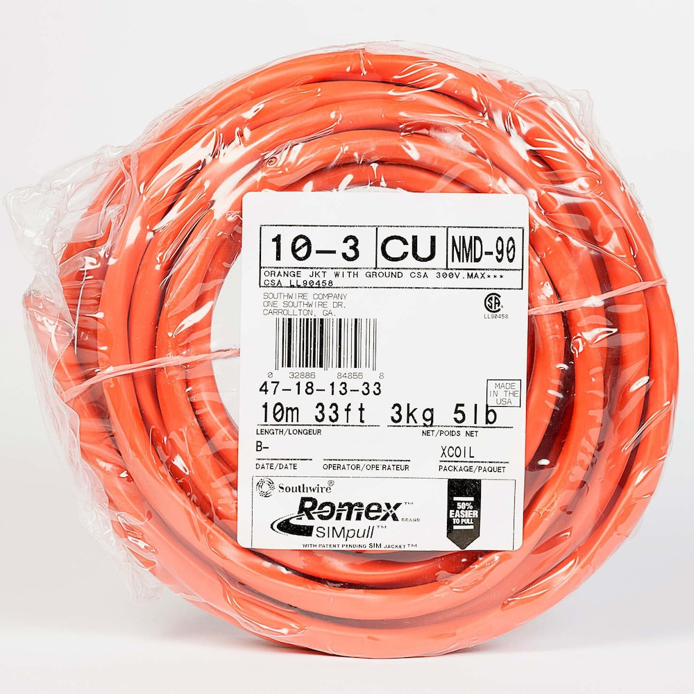 10/3 NMD90 10M Romex SIMpull Electrical Wire - Orange