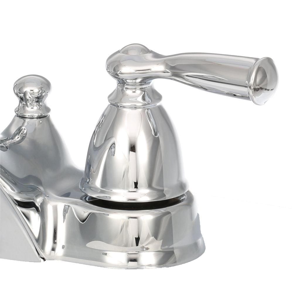 Robinet de lavabo de salle de bain central Banbury à 2 poignées de 4 pouces en chrome (vidange et valve incluses)