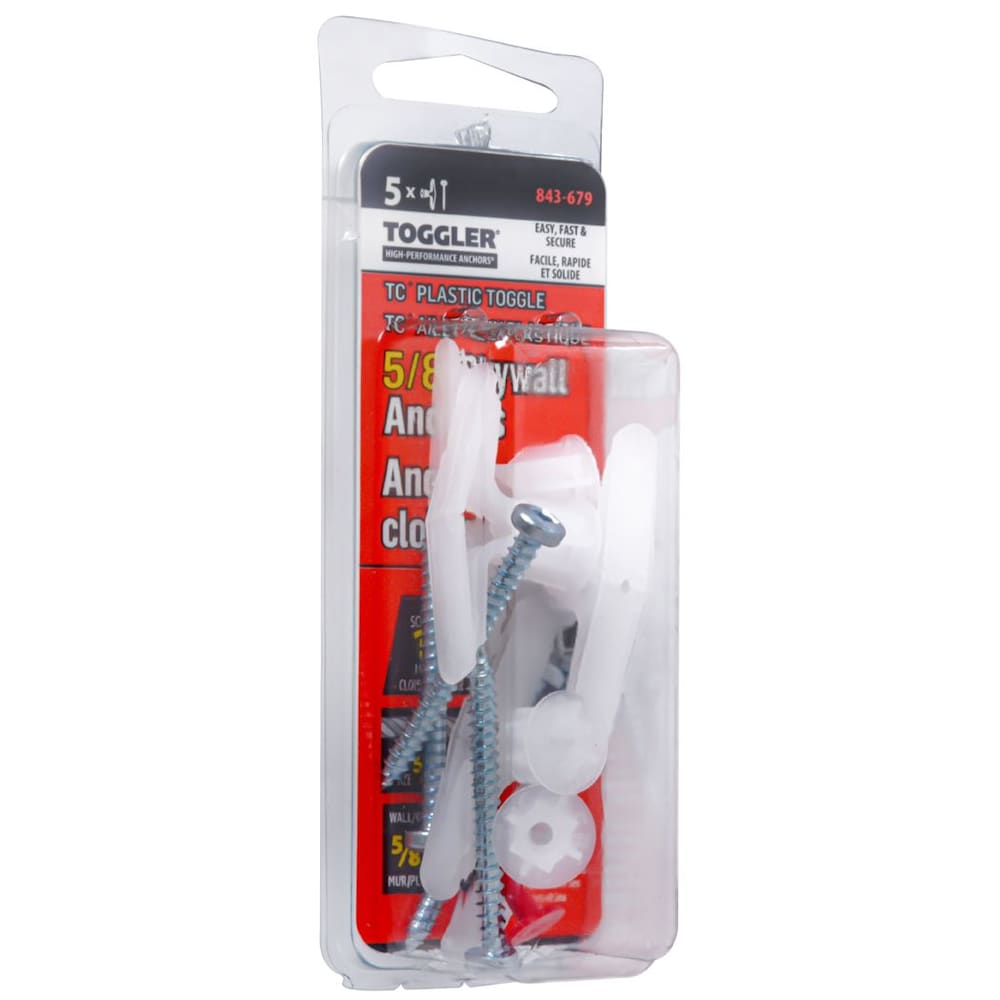 Toggler TA Plastic Toggle 5/8-3/4-inch Hollow Wall Anchors -5pcs