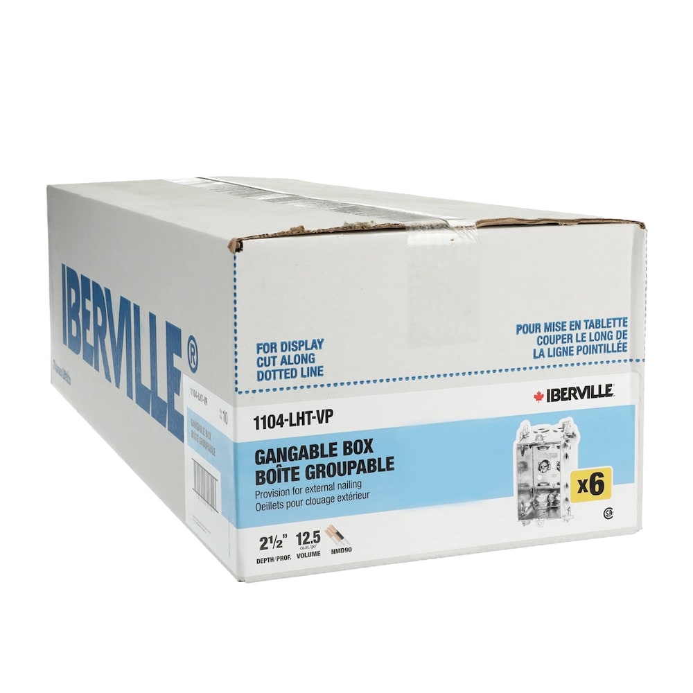 3 x 2 x 2-1/2 in. D. Single gang 12.5 cu in. gangable rectangle device box (Pack of 6 units)