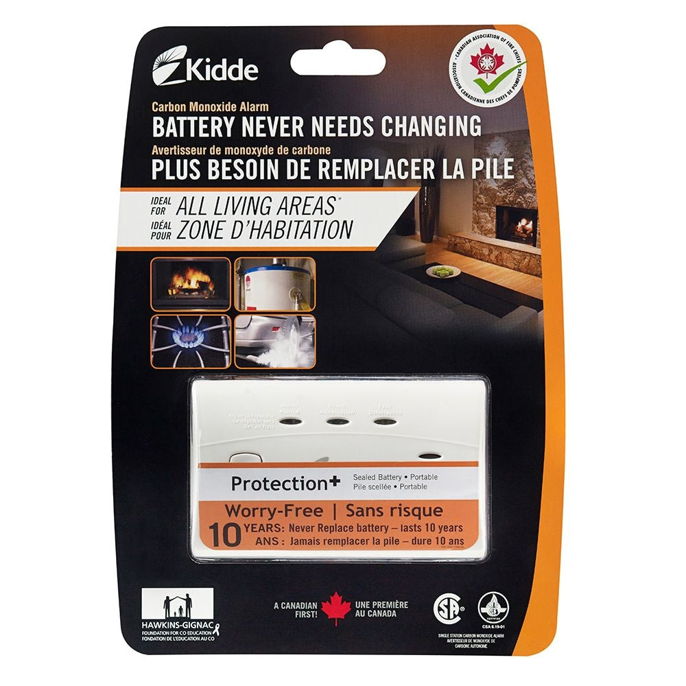 Worry Free Battery Operated Carbon Monoxide Alarm with 10-Year Battery