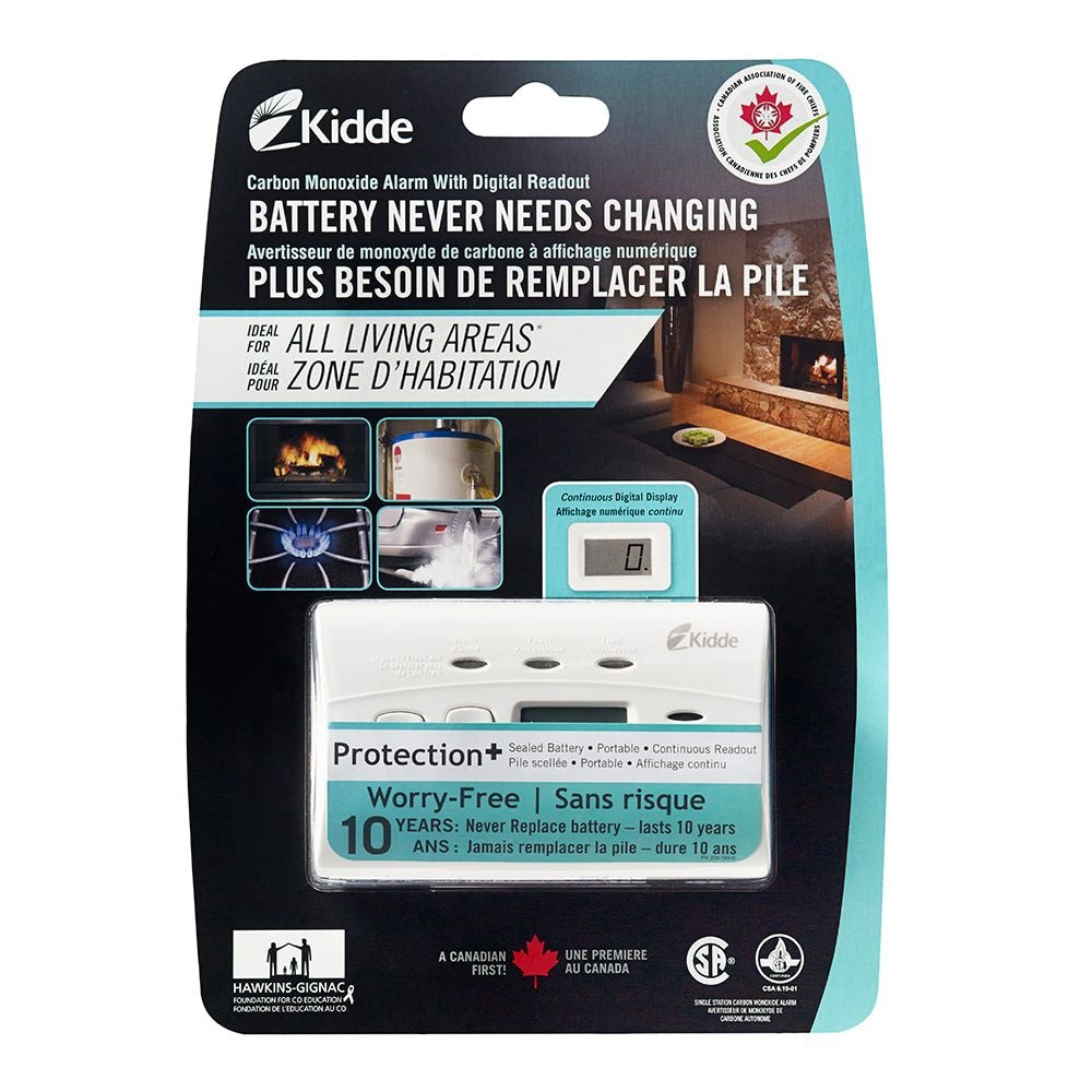 Worry Free Battery Operated Carbon Monoxide Alarm with Digital Display