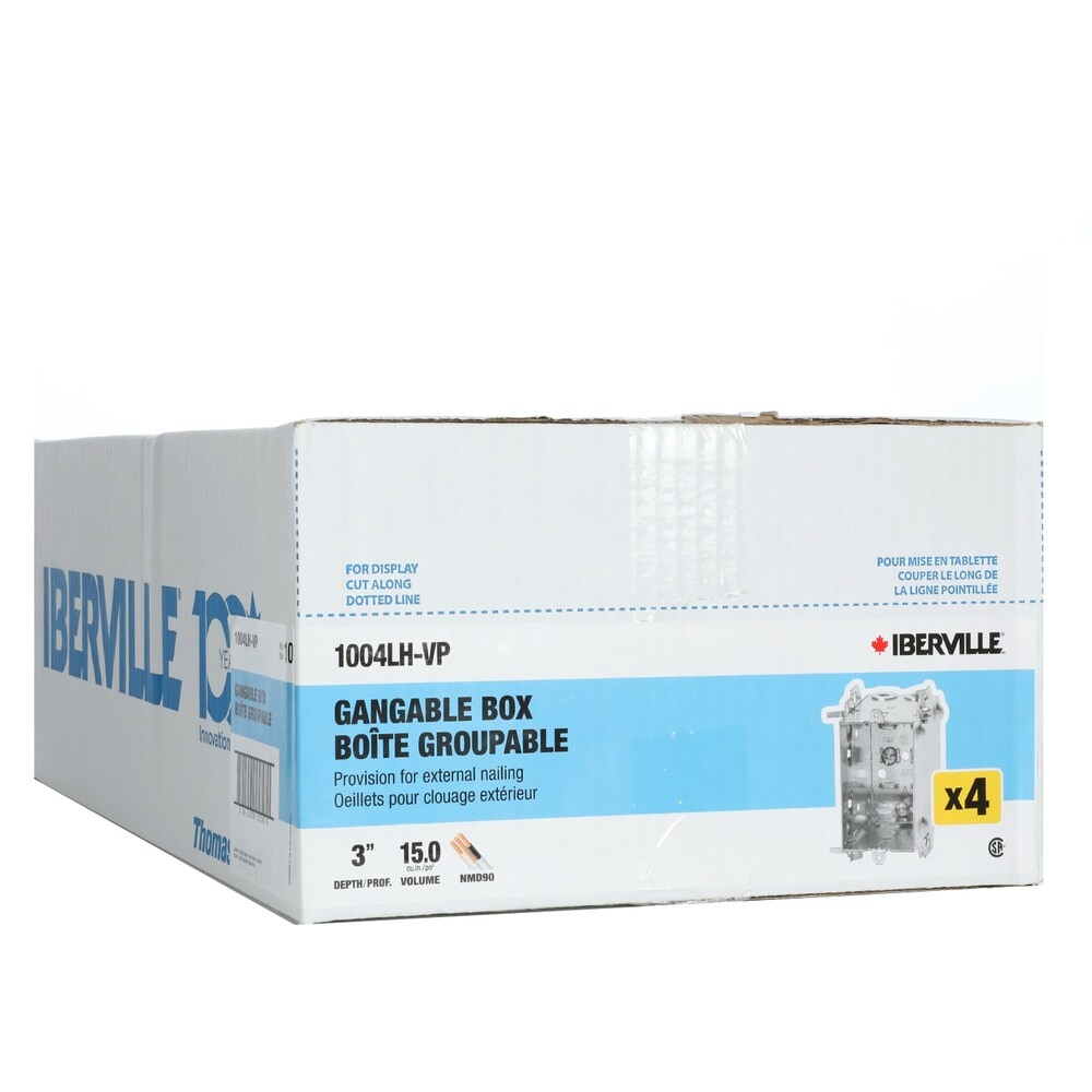 3 x 2 x 3 in. D. Single gang 15.0 cu in. gangable rectangle device box (Pack of 4 units)