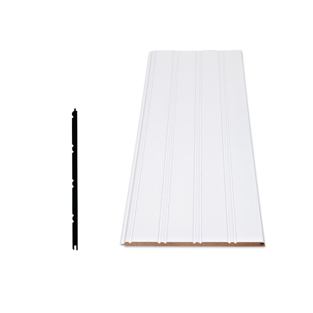 Ensemble de lambris en panneaux de fibres apprêtés de 1/4 po x 7 po x 96 po (paquet de 3)