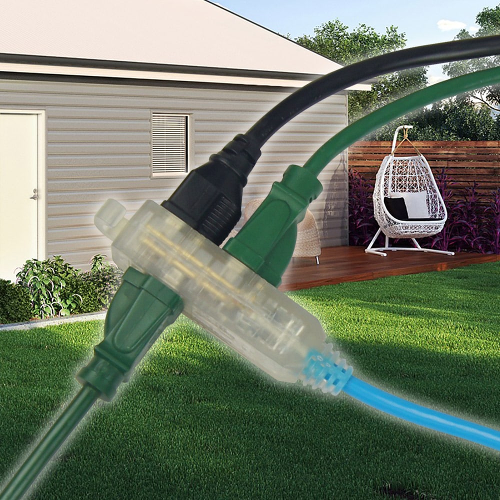 15 ft. 16 Gauge 13 Amps Indoor & Outdoor Medium Duty Block Heater Extension Cord, Blue