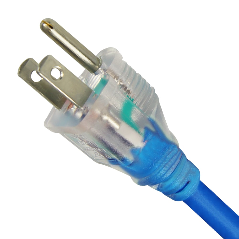 15 ft. 16 Gauge 13 Amps Indoor & Outdoor Medium Duty Block Heater Extension Cord, Blue