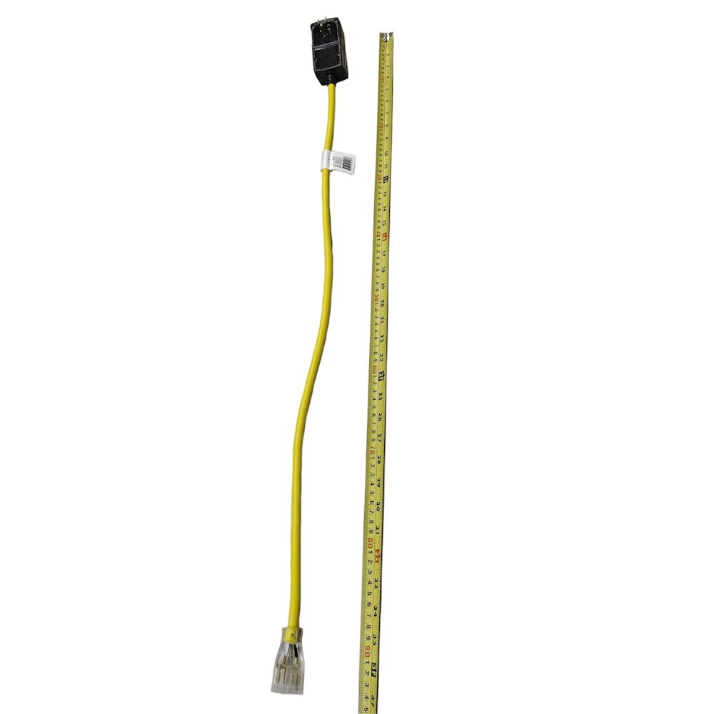 3 ft. 12 Gauge 15 Amps Indoor & Outdoor Heavy Duty Extension Cord, Yellow