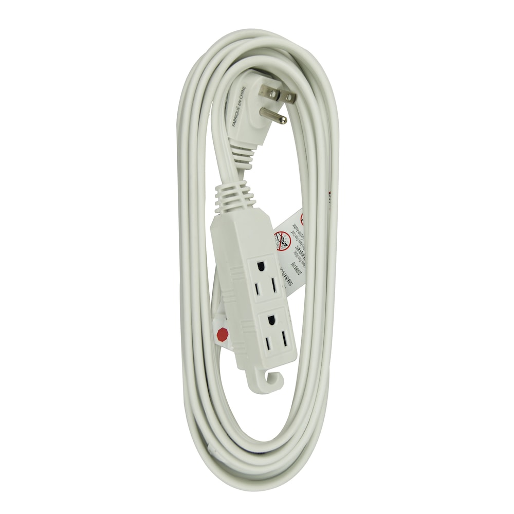 15 ft. 16 Gauge 13 Amps Indoor Light Duty Extension Cord, White