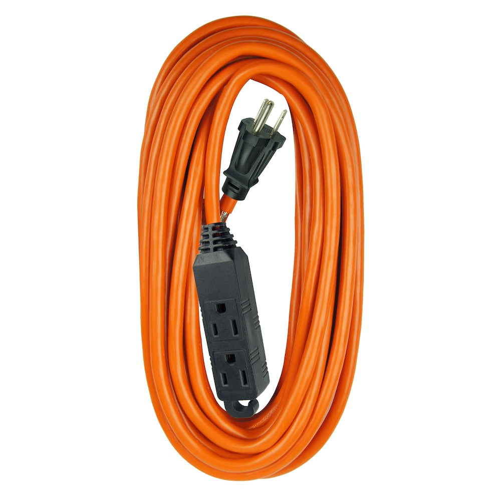 30 ft. 16 Gauge 13 Amps Indoor & Outdoor Light Duty 3-Outlets Extension Cord, Orange