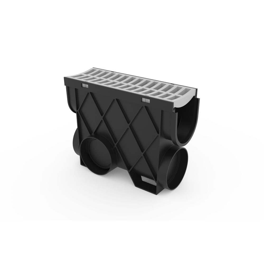 13.5 in. Storm Drain Channel series Slim Inline Catch Basin with Portland Grey Grate