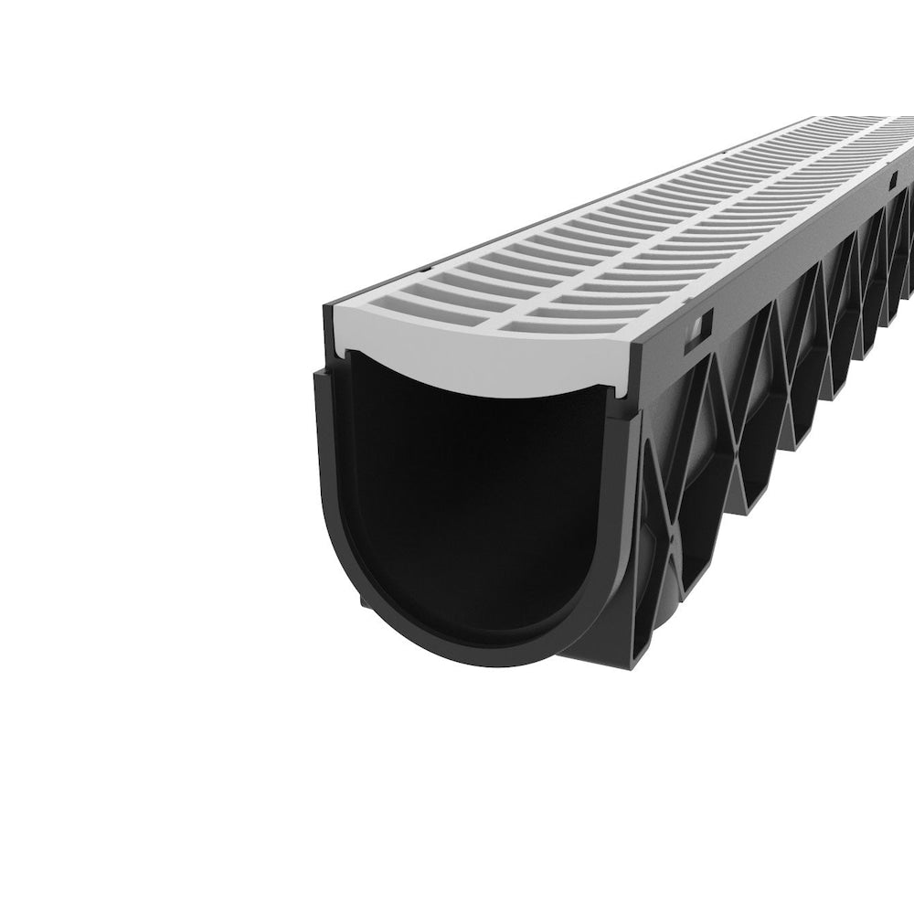 40 in. Storm Drain Deep Channel Drain Series with Portland Grey Grate