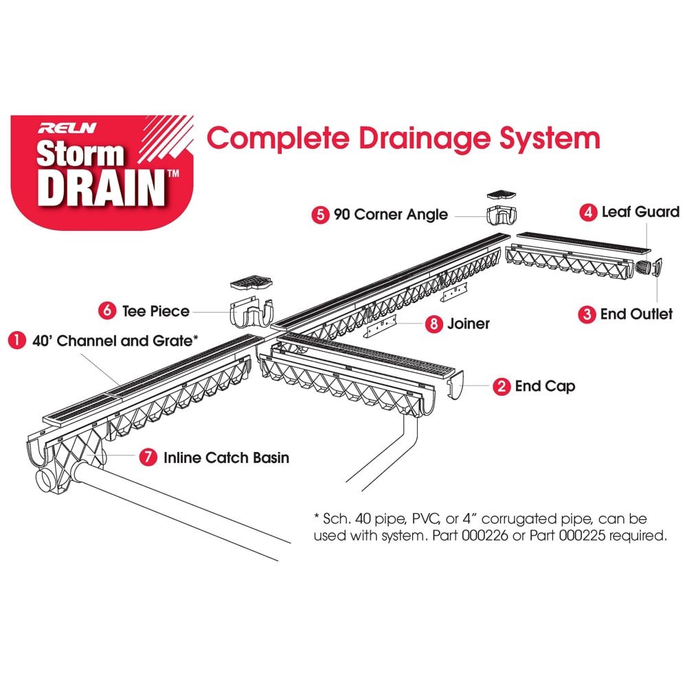 40 in. Storm Drain Deep Channel Drain Series with Portland Grey Grate