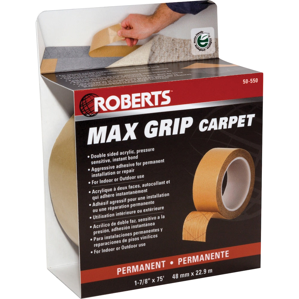 1-7/8 Inch Wide Double-Sided Acrylic Adhesive Strip and Tape for Carpets, 75 feet. Roll