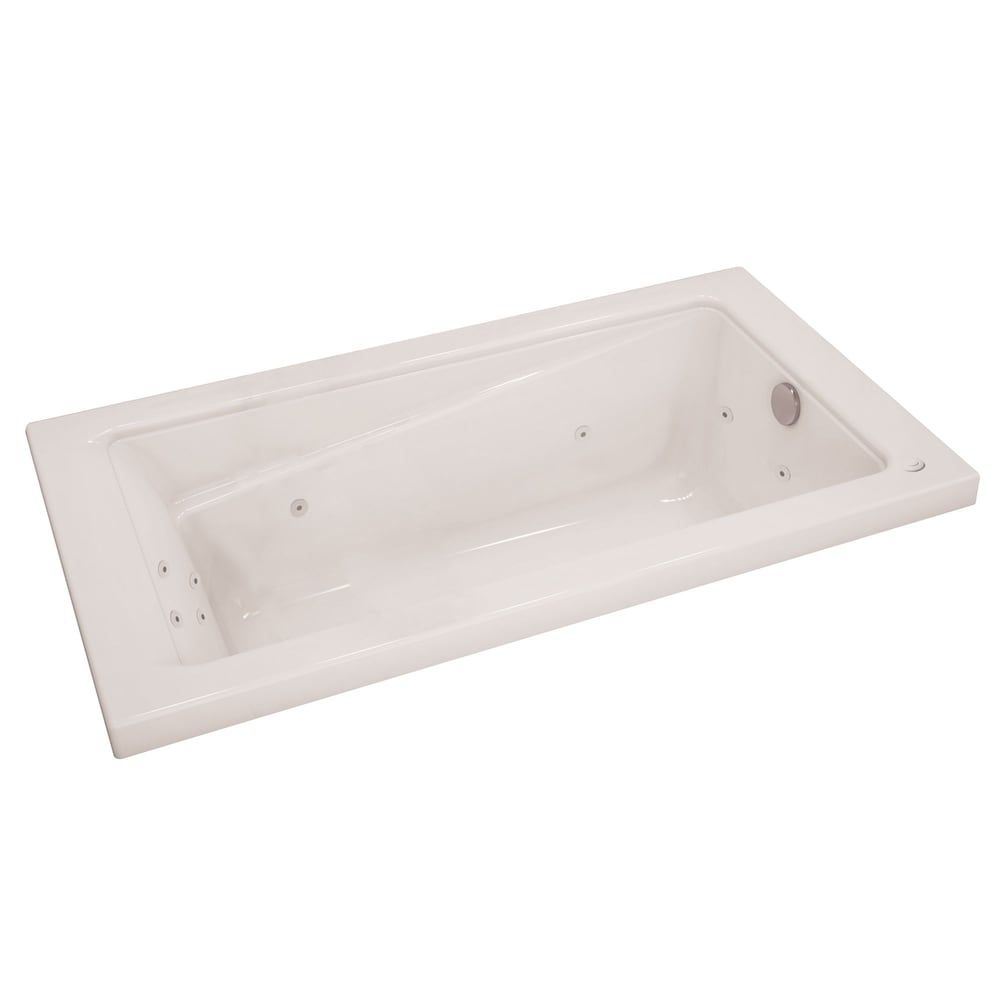 New Town IFS 60L x 32W x 20H Acrylic Rectangular Drop-In Bathtub, End Drain, in White with 10 Microjet Whirlpool
