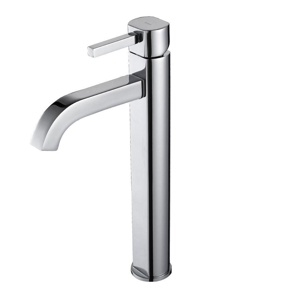 Robinet de salle de bain à arc élevé à 1 poignée et trou unique Rainfall en chrome avec poignée à levier