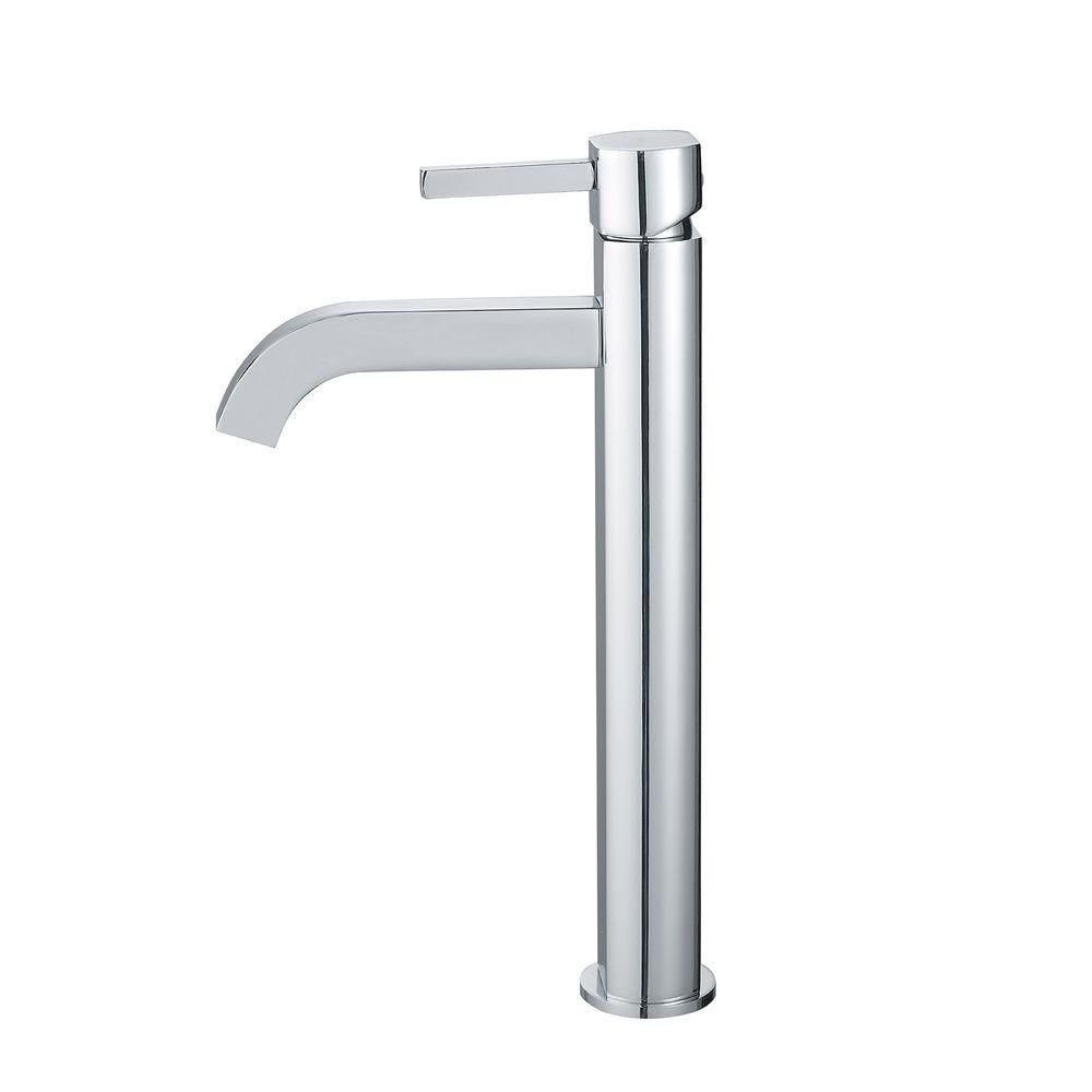 Robinet de salle de bain à arc élevé à 1 poignée et trou unique Rainfall en chrome avec poignée à levier