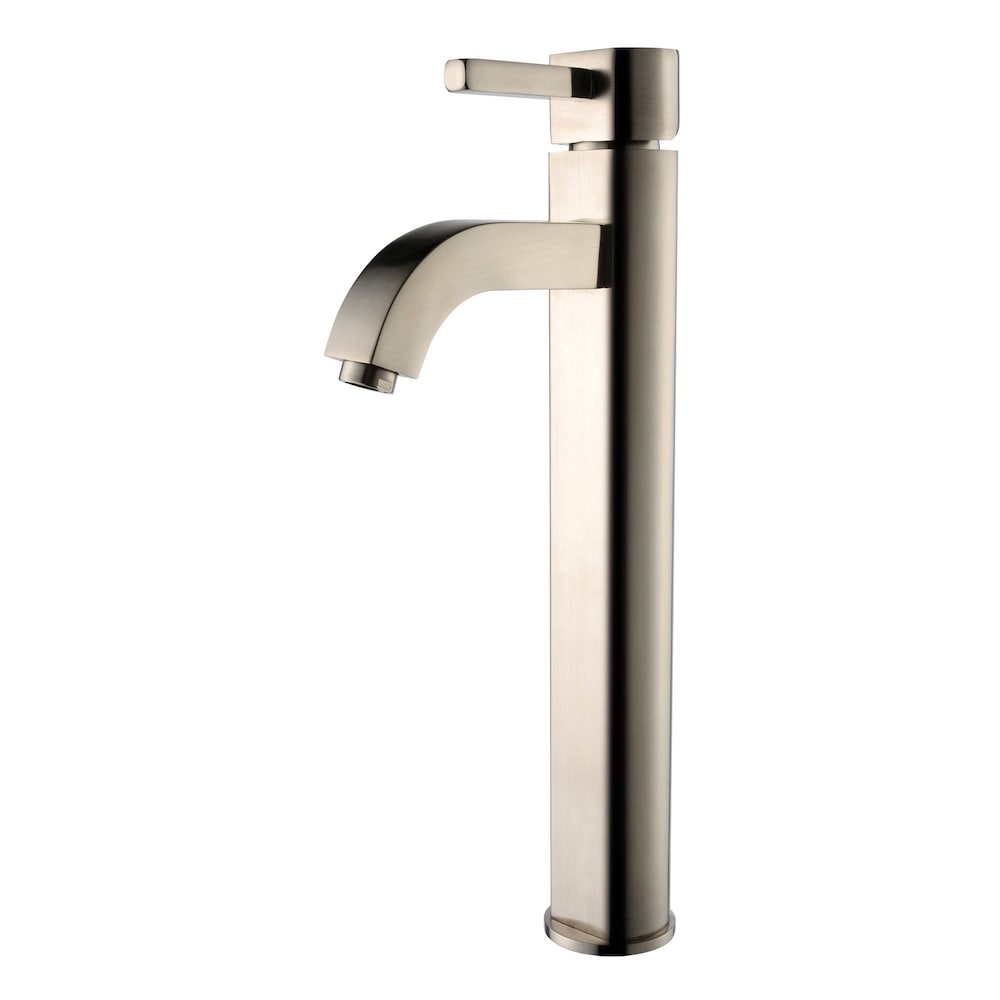 Robinet de salle de bain à poignée unique et trou unique Ramus avec bonde escamotable assortie en nickel satiné