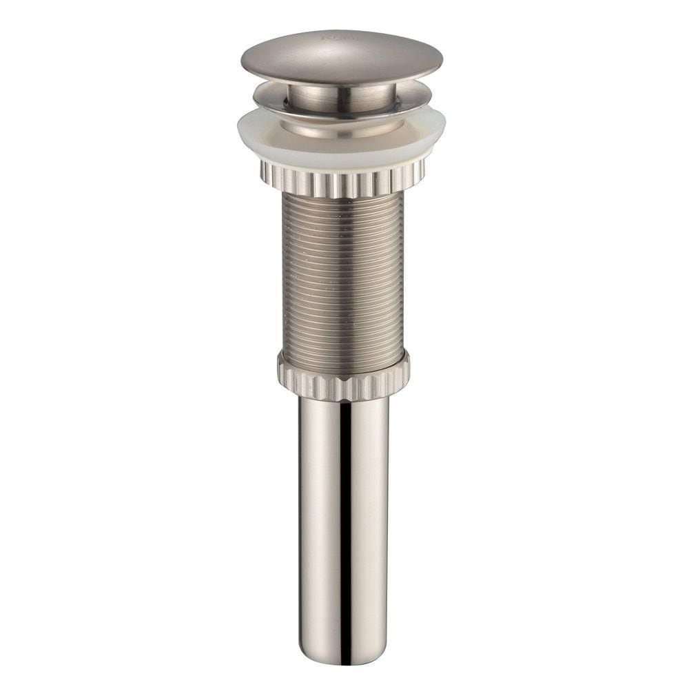Robinet de salle de bain à poignée unique et trou unique Ramus avec bonde escamotable assortie en nickel satiné