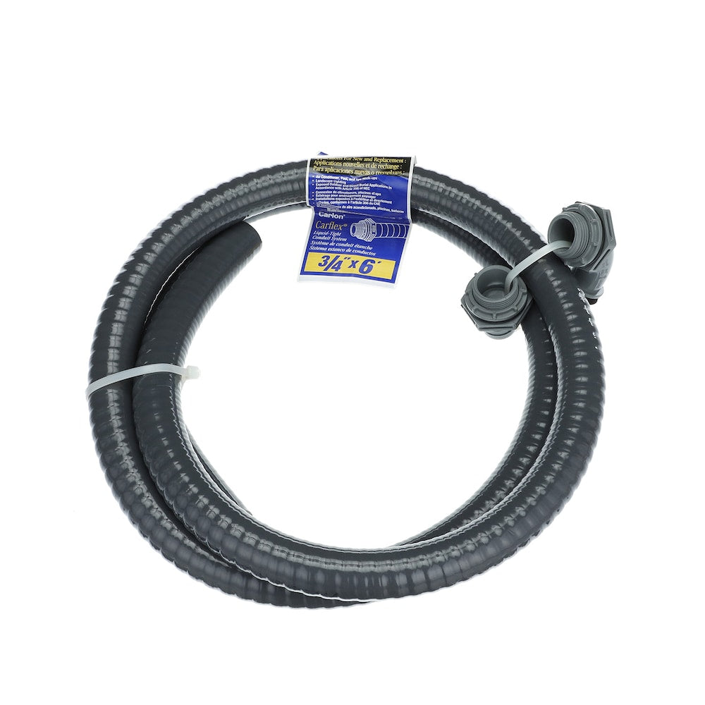 Fouet flexible non métallique étanche aux liquides, 3/4 po x 6 pi, noir