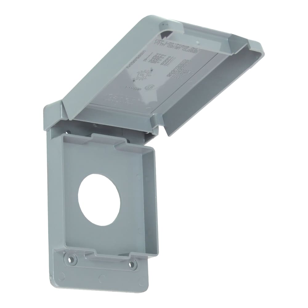 Weatherproof one gang cover for one 15A single receptacle