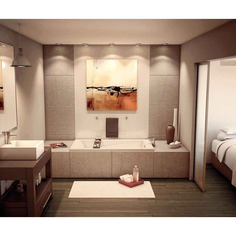 Loft 60L x 32W x 20H Acrylic Rectangular Drop-In Bathtub in White with Integrated Armrest