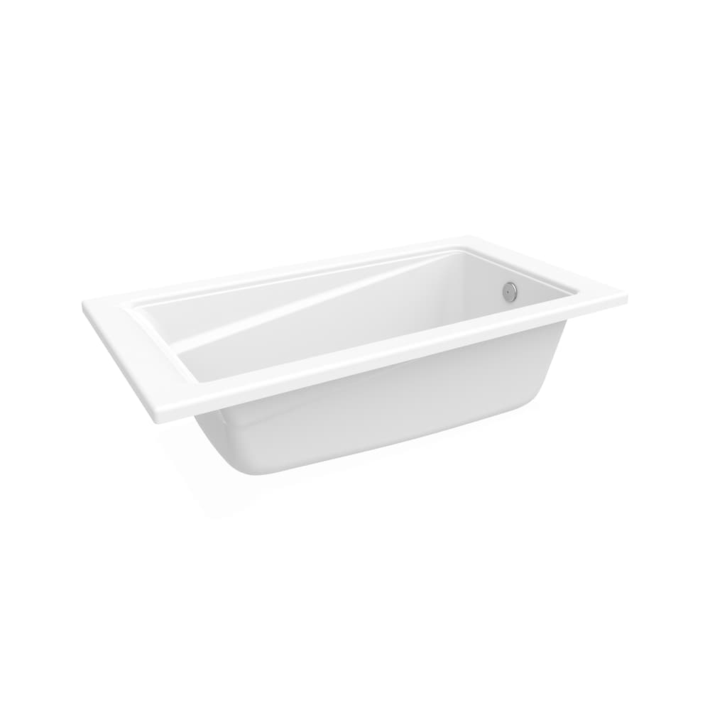 Loft 60L x 32W x 20H Acrylic Rectangular Drop-In Bathtub in White with Integrated Armrest