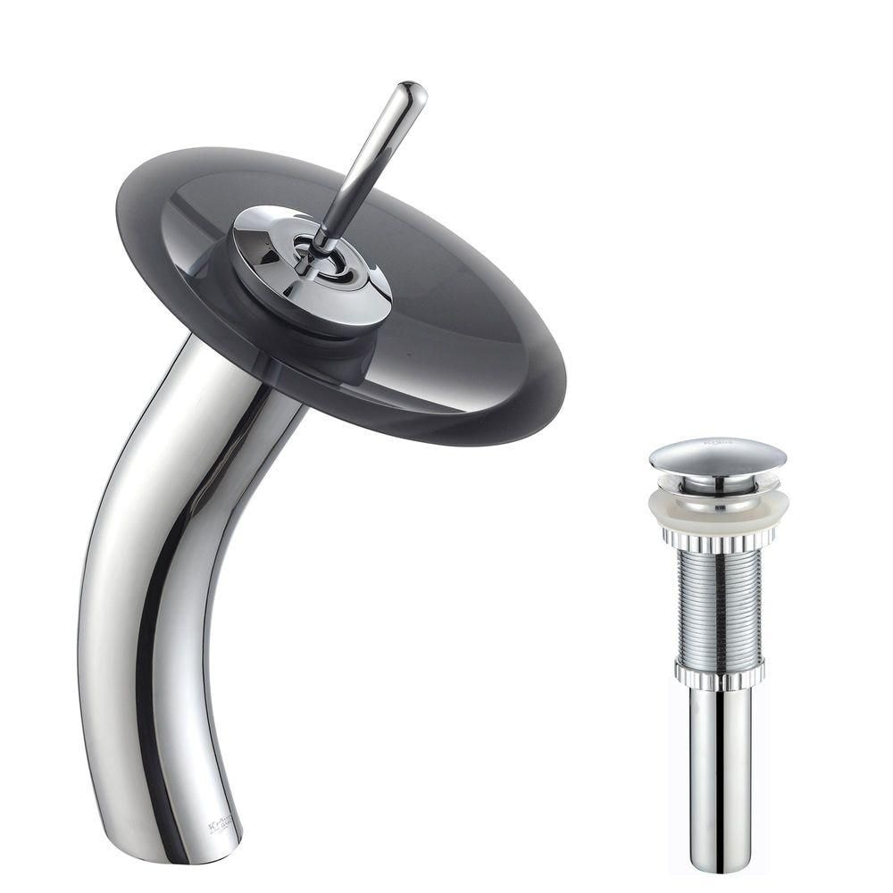Single Hole 1-Handle Waterfall-Flow Bathroom Faucet in Chrome with Lever Handle