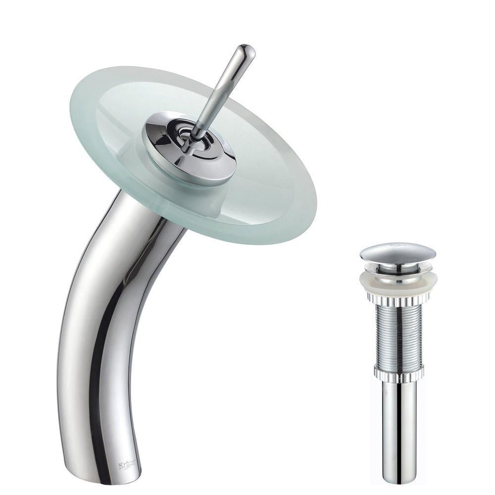 Single Hole 1-Handle Waterfall-Flow Bathroom Faucet in Chrome with Lever Handle